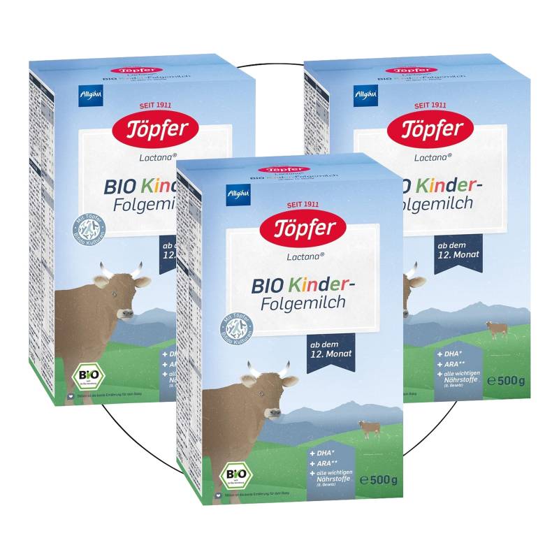 Töpfer Bundle 3er Pack Bio Kinder-Folgemilch 500g von Töpfer