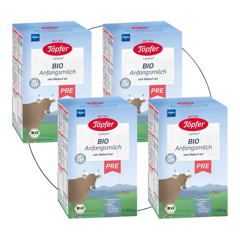 Töpfer Bundle 4er Pack Bio Anfangsmilch Pre 600g von Töpfer