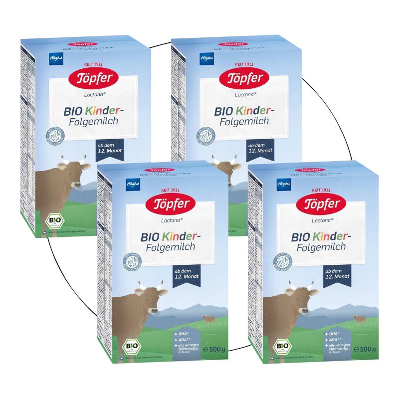 Töpfer Bundle 4er Pack Bio Kinder-Folgemilch 500g von Töpfer