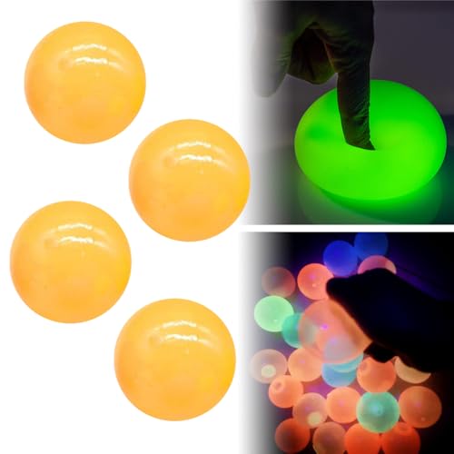 Magic Ceiling Globs, 2025 Neu Squishy Stressball, Anti Stress Bälle Geschenke, Stressball Kinder Erwachsene, Beleuchten Durchsichtig Quetschball (Orange) von Toerjii