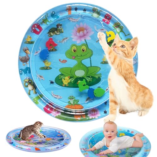 Pet Water Sensory Mat, 2024 Neu Wasserspielmatte Katze, Sensorische Wasser Spielmatte,Wasserspielmatte für Haustiere, Sommer Wassersensorische Spielmatte, Katzen-Wasser-Spielmatte (B, 100 cm) von Toerjii