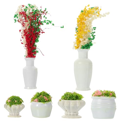 Tofficu 12 STK Mini-Pflanzvase kunstpflanzen Set kunstpflanze Set kunststoffpflanze Künstliches Pflanzenmodell kleine Pflanzendekoration Pflanzenmodell-Schmuck Landschaftsdekor Plastik von Tofficu