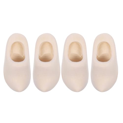 Tofficu 2 Paar Mini-Fingerschuhe Miniatur-Puppenschuhe Mini-Rohling-Holzschuhe Clogs Für Puppenhaus-Zubehör Basteln 3 cm von Tofficu