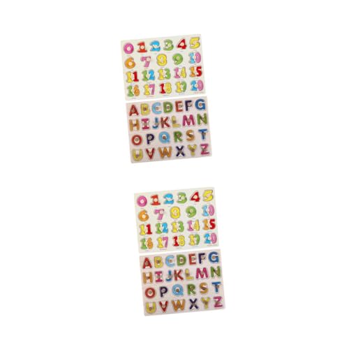 Tofficu 2 Satz Vorschulspielzeug Alphabet-matching-puzzle Puzzle Formen Interaktives Alphabet-puzzle Formrätsel Zahlen-matching-puzzle Montessori-kinderpuzzle Zahlensortierrätsel Holz von Tofficu