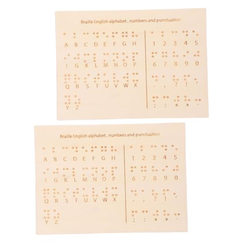 Tofficu 2 Stück Braille Lernausrüstung Braille Zahlendiagramm Erhabene Punkte Alphabet Braille Lernwerkzeug Üben des Alphabetbretts Braille Erhabene Punkte Braille Übungsbrett von Tofficu