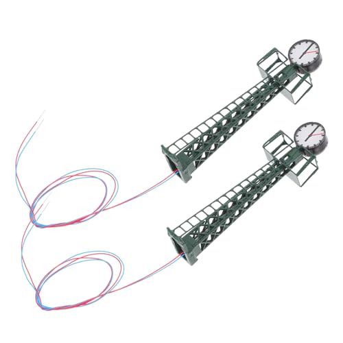 Tofficu 2St Zuggitterlichtmodell Miniaturmodell Modell Straßenlaterne Track-Modell Diorama Zubehör Modellbau Licht Uhrenlicht für Modelleisenbahn Gebäudegrundrisse Metall Green von Tofficu