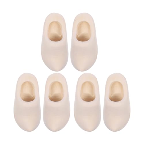 Tofficu 3 Paar Mini-Fingerschuhe Mini-Rohling-Holzschuhe Clogs Miniatur-Puppenschuhe Für Puppenhaus-Zubehör Basteln 4 cm von Tofficu