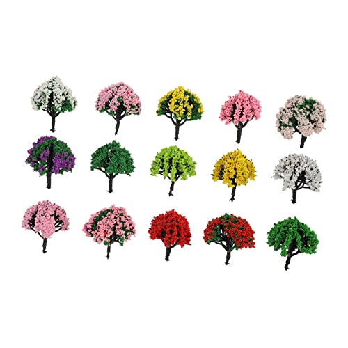 Tofficu 45 STK Kleine Baum Modelle bürodeko büro Dekoration Zug Modellbaum Mikrolandschaftsornament Modelleisenbahn Buchsen simulierter Blumenbaum DIY Minibaum Schwammbaumpulver von Tofficu