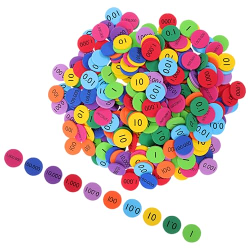 Tofficu 480Pcs Dezimalstelle Wertscheiben 10 Werte Farbzähler -Chips Lernort Value Counting Disk Spiele Mathematik Manipulativ Für Kinder Bildungsinstrument von Tofficu