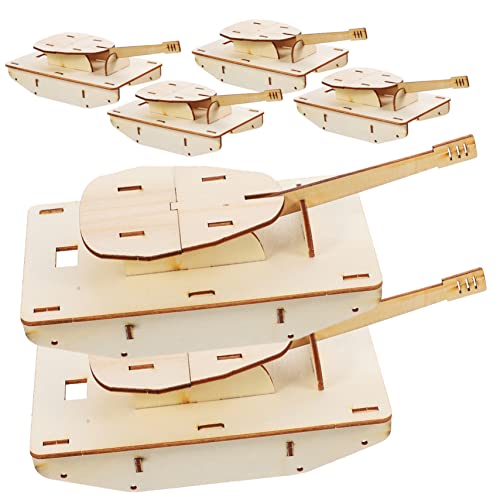 Tofficu 6 STK Zusammengebauter Holztank 3D-gebäude-Puzzle Denksportaufgaben Panzermodell Selber Bauen Panzermodell Aus Holz Tankmodell Aus Holz von Tofficu