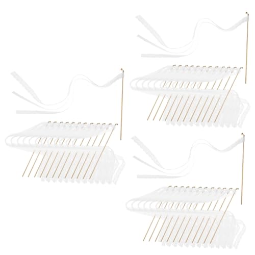 Tofficu 60 STK 1 Party-Streamer Hochzeit Zauberstäbe Hochzeitsband-Sticks -feenstäbe Hochzeitsstäbe Mit Glocken Zeremonie-ausgangsband Bandstab Hochzeit -Streamer Polyester von Tofficu