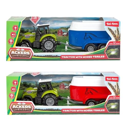 Ackers Ville Traktor und Anhänger mit Licht und Sound, 10 cm von Toi-Toys