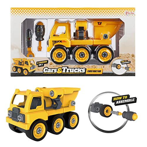 CARS&TRUCKS Dump Truck with Screwdriver+Key (DIY) Nicht zum Ziehen von Spielzeug, Mehrfarbig (24125A) von Toi-Toys