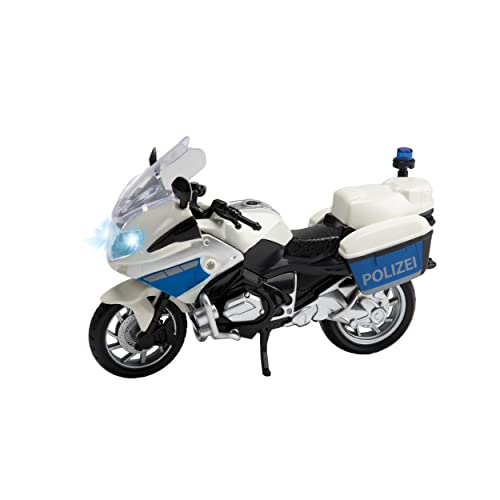 Toi-Toys 29654B Polizeimotorrad 1:20 mit Licht und Sound, Polizeispielzeugmotorrad Modell-Motorrad Polizei, Weiß von Toi-Toys