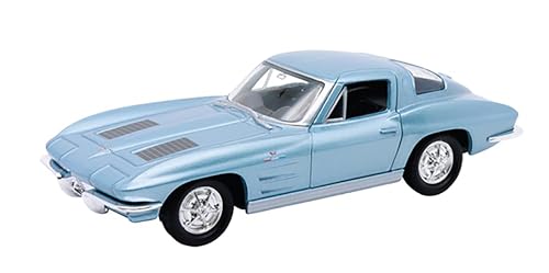 Toi-Toys Chevrolet Corvette 1963 Modellauto aus Metall Modell Auto Spielzeugauto 4-Varianten 94 (Hellblau-Metallic) von Toi-Toys