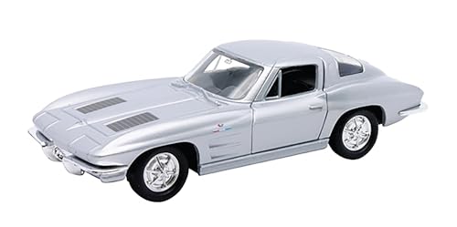 Toi-Toys Chevrolet Corvette 1963 Modellauto aus Metall Modell Auto Spielzeugauto 4-Varianten 94 (Silber-Metallic) von Toi-Toys