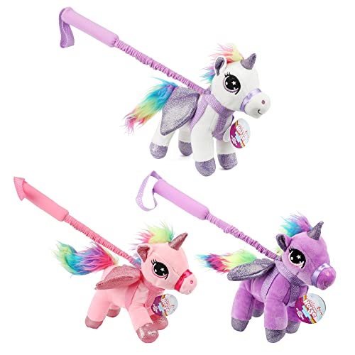 Toi-Toys Einhorn Kuscheltier Schiebetier - Zufällige Farbe Weiß, Rosa, Lila - Kleinkind Schiebespielzeug - Einhorn Schiebe- & Nachziehspielzeug ab 18 Monate von Toi-Toys