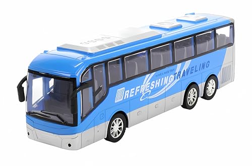 Toi-Toys REISEBUS mit Friktionsantrieb 32cm Blau Linienbus Omnibus Bus Spielzeugbus Modell 72, HKO-06723 von Toi-Toys