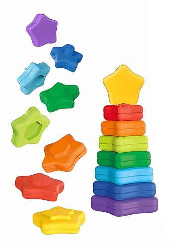 Toi-Toys STAPELTURM Stern 8-TLG bunt 18cm Stapelspiel Steckturm Stapel Turm Motorik Spielzeug Baby Kinder 20 von Toi-Toys