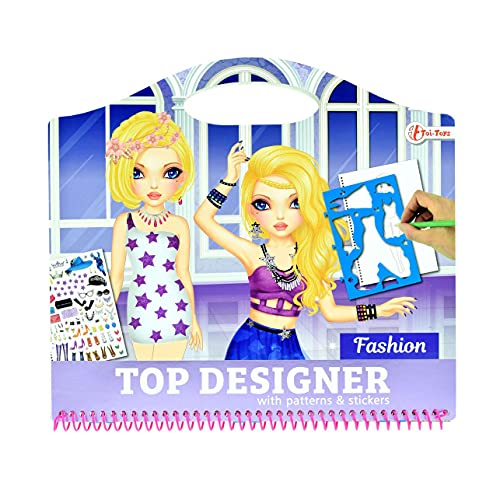 Toi-Toys TOP Designer Stickerbuch Fashion - Skizzenbuch - Mode Bastelbuch mit Schablonen und Aufklebern - ab 6 Jahren von Toi-Toys
