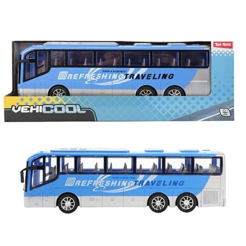 TopschnaeppchenDSH Cars & Trucks Reisebus 32 cm mit Friktionsantrieb (Schwungrad) OVP, blau von Toi-Toys