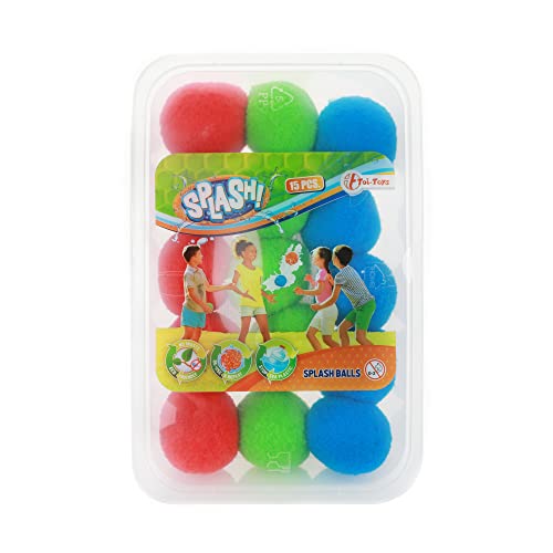 Toi-Toys Wasserbombe wiederverwendbar Splash - 15 Stück Wasserballons Ø 5 cm in Aufbewahrungsbox - schnelle Befüllung Water Balloons Wasserspielzeug Wasserballons für Kinder Pool von Toi-Toys