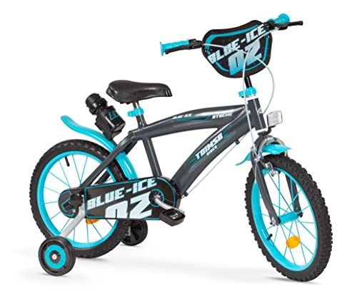 Toimsa Kinderfahrrad Blue Ice 16 Zoll mit Stützrädern Trinkflasche 5-7 Jahre von Toimsa