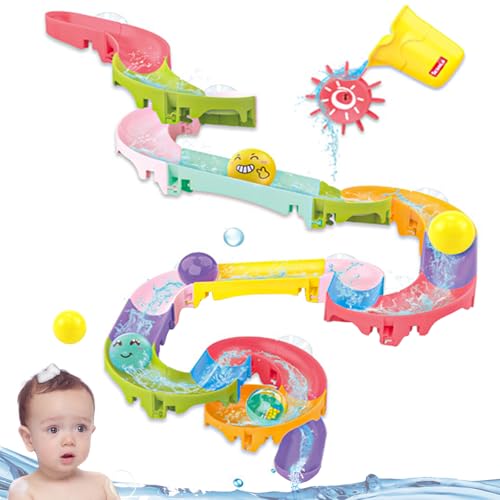 Toivize Badewannenspielzeug Badespielzeug Baby ab 2 3 4 5 Jahre, Wasserrad Saugnäpfe Badewannenspielzeug Baby Murmelbahn Wasserspielzeug Kinder Badewanne Kinder Baby Geschenk von Toivize