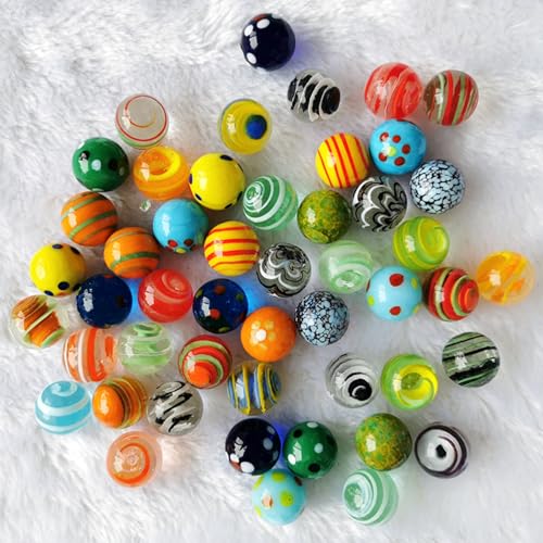 30 Stück Glasmurmeln, Bunte Katzenaugen-Glasmurmeln, Transparent Handgefertigte Glasmurmeln,Bunte Murmeln, Glas Murmeln Kinder Murmelspiel 16mm Bunte Murmeln Deko Glas Spielzeug von Tokaneit