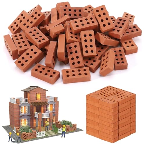 50 Stück Teifoc Steinbaukästen, Ziegelsteine zum Mauern Kinder, Modellbau Steine, Mini Simulation Ziegel, Ziegelsteine Mini Kleine Ziegel für DIY Bauen Puppenhaus Garten Ornament Haus Spielzeug Deko von Tokaneit