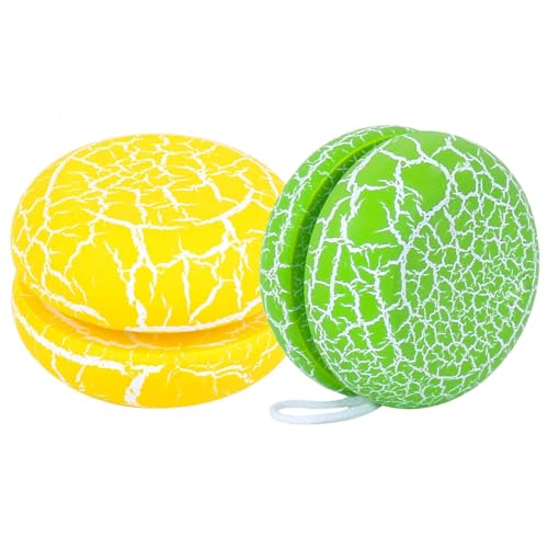 Hölzerne Yoyo Ball Spielzeug, YoYos aus Holz, Holz-JoJo für Kinder, Holz Yo-Yos Spielzeug, Karikatur YoYo Balls Kinder, Holz Zeichnen DIY Spielzeug für Party Gastgeschenke für Kind (Gelb + Grün) von Tokaneit