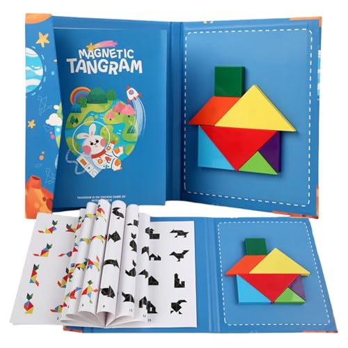 Tangram Magnetisches Spiel aus Holz Kinder, Magnetische Tangram Puzzles, Tangram Kinder Geometrische Formen HolzPuzzles, Kinder Pädagogisches Spielzeug Geschenk von Tokaneit