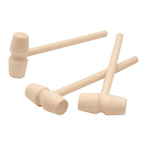 Tokaneit Holzwerkzeuge Hämmern,Holz Krabben Hammer,Mini Holz Hammer,Krabben Hummer Schlägel,Hammer Schlagen Spielzeug,DIY Kleine Malerei Hammer Spielzeug für Kinder 3 Stück von Tokaneit