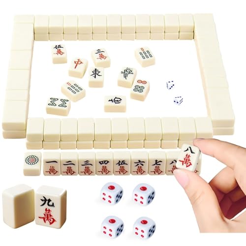 Majong Toys, Tragbar Traditionelles Mah Jong Set, Mini Mahjong Set Box, Reise Mahjong Set Tragbarer, Chinese Majong Game Set mit 144 Mahjong Steinen, für Familie Reise Spiel Tabletop Spiel Brettspiel von Tokaneit