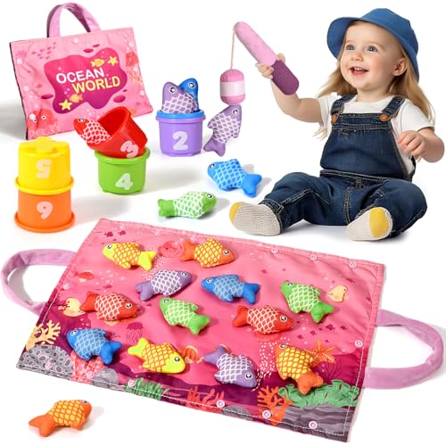 Tokiyis Baby Spielzeug ab 1 2 Jahr, Rosa Angelspiel für Kinder 6 9 12 18 Monate, Lernspiele, Motorikspielzeug, Montessori Spielzeug, Fische Angeln Spiel - Geschenk 1-3 Jahr Mädchen Tokiyis Baby Spielzeug ab 1 2 Jahr, Rosa Angelspiel für Kinder 6 9 12 18 Monate, Lernspiele, Motorikspielzeug, Montessori Spielzeug, Fische Angeln Spiel - Geschenk 1-3 Jahr Mädchen von Tokiyis