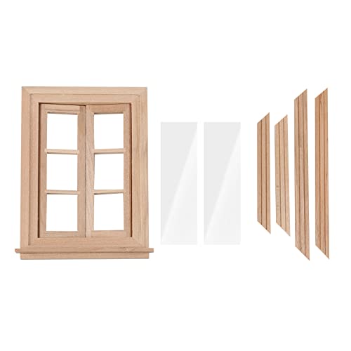 Tolaily 1:12 Puppenhaus Miniatur Doppel Fenster 6 Scheiben Rahmen und Glas Platte Puppen Haus DIY Doppel Fenster Zubehör für Puppen Haus Dekoration von Tolaily