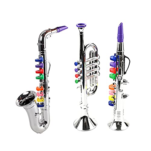 Tolaily 3 StüCke Kinder Musikinstrumente Spielzeug Klarinette, Saxophon, Trompete, Blas- und Messing-Musikinstrumente Combo für Kleinkinder Spielen von Tolaily