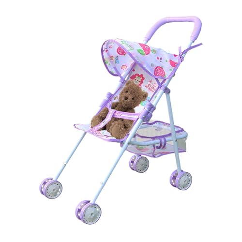 Babypuppenwagen Kinderwagen - Puppenwagen | -Kinderwagen-Kinderwagen, Spielzeug-Puppenwagen mit bequemem Griff, Baby-Puppen-Kinderwagen, Puppenspiel-Kinderwagen-Spielzeug für Bären, Babydolls u von Toliya