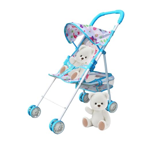 Babypuppenwagen Kinderwagen - Puppenwagen | -Kinderwagen-Kinderwagen, Spielzeug-Puppenwagen mit bequemem Griff, Baby-Puppen-Kinderwagen, Puppenspiel-Kinderwagen-Spielzeug für Bären, Babydolls u von Toliya