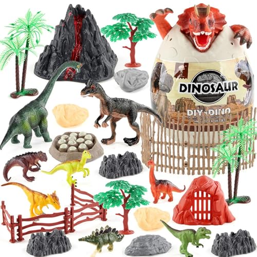 Dinosaurier-Spielzeug,Spielzeug-Dinosaurier,Leichtes Dinosaurier-Ei-Spielzeugset - Miniatur-Spielzeugset, Lern- und Lernspiel, realistisches Spielzeug-Dinosaurier-Ei-Spielzeugset für Geburtstage von Toliya