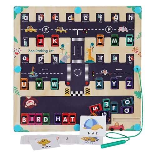 Magnet-Alphabet-Labyrinth – Alphabet-Zeichentafel aus Holz | Magnetisches Alphabet-Buchstaben-Labyrinth, magnetisches Labyrinth-Holzspielzeug, Montessori-Spielzeug, passendes Puzzle für Kleinkinder, A von Toliya