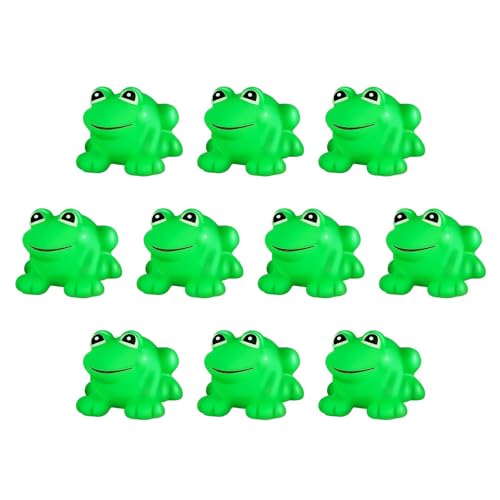 Niedliche Tierfiguren Badespielzeug – Froschspielzeug für Kinder | Froschfigur | Lustiger grüner Frosch | Quietsch- und schwimmender Frosch, Badespielzeug für die Badewanne, 10 Stück, Gummifrö von Toliya