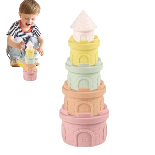 Stapelringe für Babys,Weiche Stapelblöcke - Silikon Stacker Sensorische Spielzeugbausteine ​​ - Dinosaurier- oder Schloss-Lernspielzeug, frühes Lernen mit BB-Sound für und Mädchen im Vorschulalter von Toliya