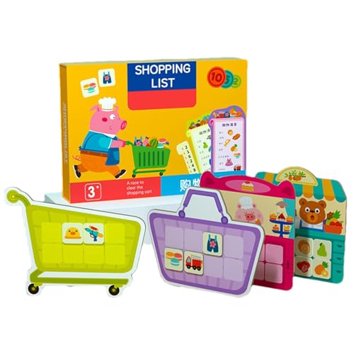 Toliya Kinder-Einkaufslisten-Spielzeugset,Einkaufslisten-Spielzeug,Passendes Spielkartenspiel - Interaktive passende Karten, Feinmotorik-Lernspielzeug, Brettspiele für Kinder ab 3 Jahren von Toliya
