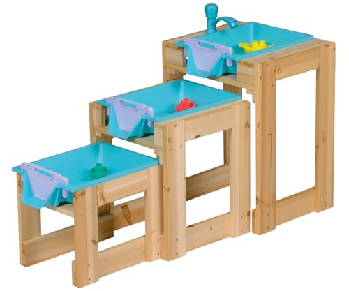 TollesfürKinder Wasserspieltisch mit Wasserhahn und 3 Boote, Wassertisch Kinder Outdoor aus Naturholz mit Wasserbecken, Schlauchanschluß, 3 Wasserbecken für Wasserfall und Staudamm TollesfürKinder Wasserspieltisch mit Wasserhahn und 3 Boote, Wassertisch Kinder Outdoor aus Naturholz mit Wasserbecken, Schlauchanschluß, 3 Wasserbecken für Wasserfall und Staudamm von TollesfürKinder