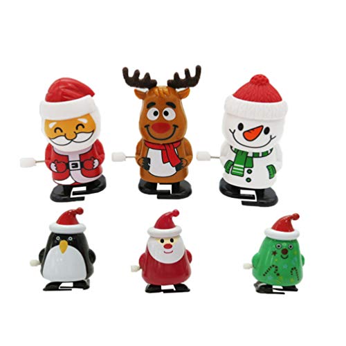 Tomaibaby 6 Stücke Weihnachten Aufziehspielzeug Weihnachtsmann Figur Schneemann Dekofigur Rentier Pinguin Aufziehfigur Deko Figuren Geschenk für Kinder Baby Wind Up Uhrwerk Spielzeug von Tomaibaby