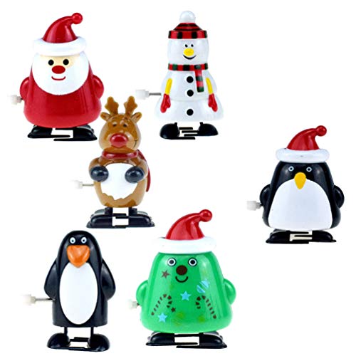 Tomaibaby 6 Stücke Weihnachten Aufziehspielzeug Weihnachtsmann Figur Schneemann Dekofigur Rentier Pinguin Aufziehfigur Deko Figuren Geschenk für Kinder Baby Wind Up Uhrwerk Spielzeug von Tomaibaby