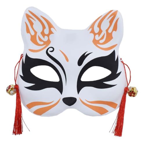 Tomaibaby Fuchs Cosplay Maske japanischer Stil Kabuki-Kostüm Masken leuchtende Halbgesichtsmaske venezianische Maske für Maskerade Halloween Tanzparty von Tomaibaby