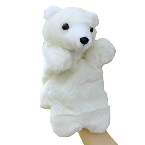 Tomaibaby Niedliche Plüsch-Handpuppe, Bär, Tiere, pädagogische Puppen, Bär, weiß von Tomaibaby