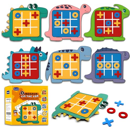 Tic Tac Toe Spiel für Kinder, Brettspiel Und Familie, Filz Neun Raster Tic Tac Toe Spielbrett, Dinosaurier-Stil,Tragbare Fidget Spielzeug,für 2-6 Jahre Lernspielzeug Reisespiel für Kinder von Tomalithic